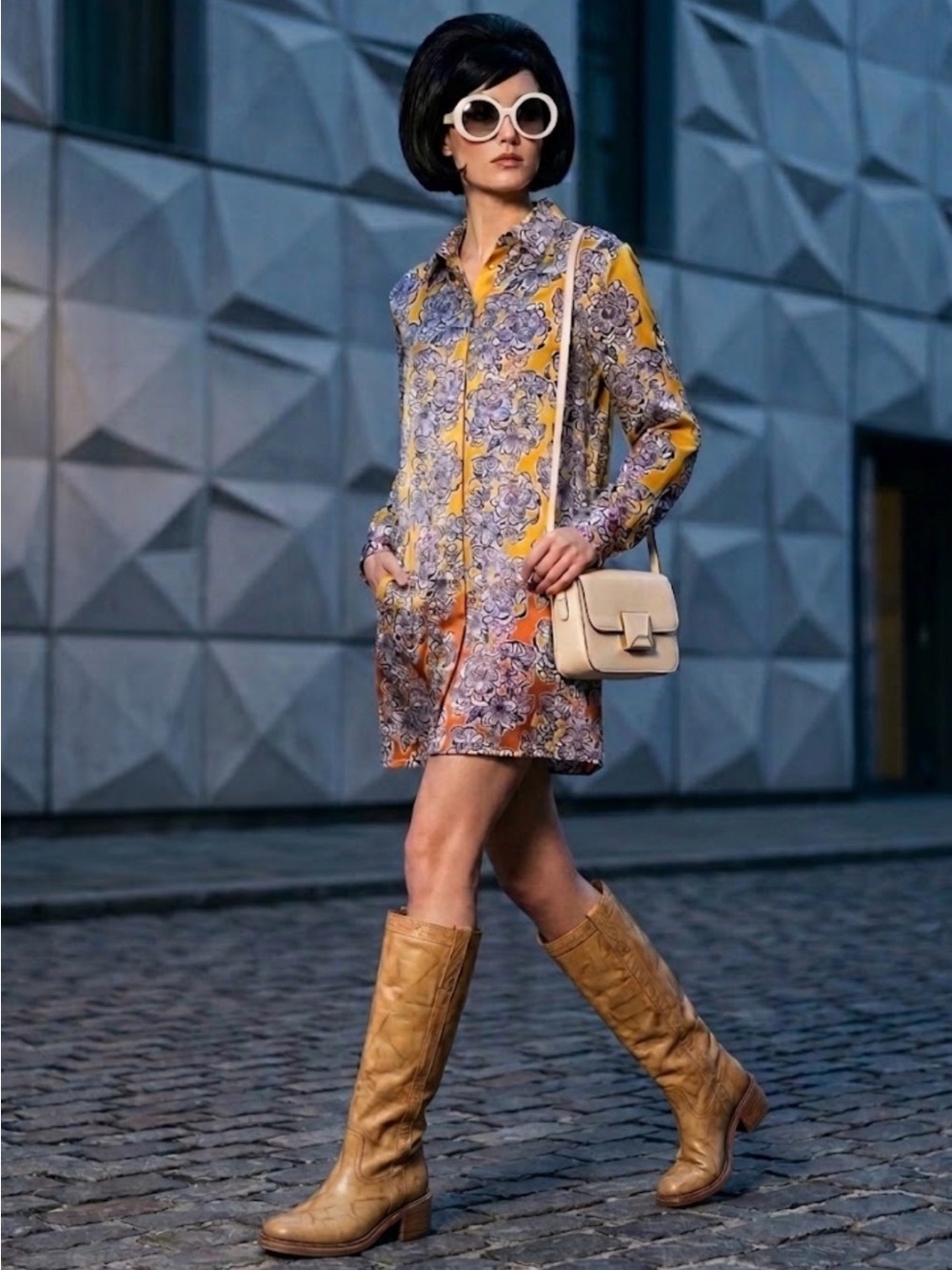 Alexis Yellow Floral Mini Shirt Dress